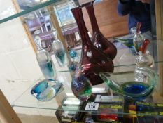 A quantity of various coloured glass, including Mdina etc.