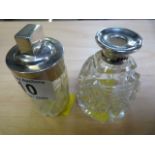 A Hallmarked silver topped scent bottle with stopper A/F and one other