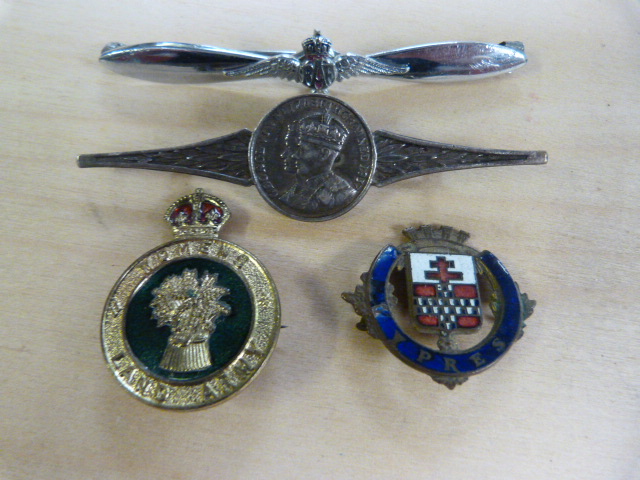 RAF badge set on a propeller, a George VI coronation badge, womans land army badge ( No pin) and - Image 3 of 5