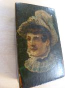 Victorian snuff box, the lid painted with a portrait of a lady