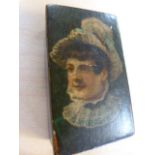 Victorian snuff box, the lid painted with a portrait of a lady