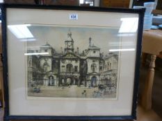 Engraving of Horse Guards Parade by Hedley Hilton