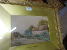 Watercolour of "Cottages in Derbyshire" signed P H Steward