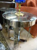 Pair of chrome and glass side tables