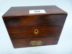 A Rosewood velvet lined box with lockable drawer under with campaign handle