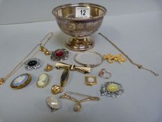 A small quantity of costume jewellery to include a 925 hallmarked silver bangle