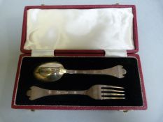 A cased hallmarked silver Christening set, Sheffield 1965