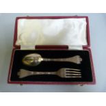 A cased hallmarked silver Christening set, Sheffield 1965