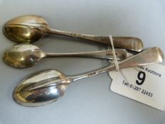 Two similar hallmarked silver teapsoons and a silver coffee spoon - weight 66g