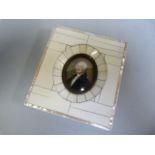 A 19th century miniature portrait of George Washington signed Stuart, framed in Ivory and mother