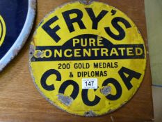 A Fry's cocoa small enamelled sign
