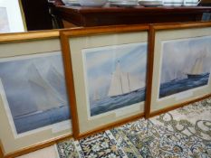 Three signed prints of "The America's Cup" by Tim Thompson