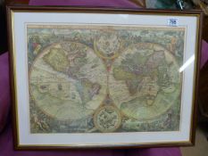 An framed map of the world