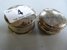 Two small hallmarked silver pots with lids