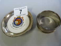 A hallmarked silver pin tray with an Aynleyporcelain centre, from Culham College Lodge ( No. 295),