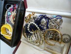 A small quantity of costume jewellery two boxes