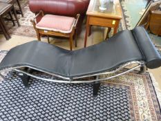 Chrome and leather black style chaise lounge