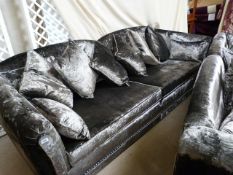 A large Italian bespoke crushed velvet sofa