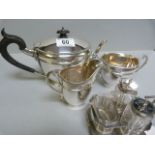 A Mappin & Webb plated tea service and an Art Deco cruet set