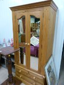 A Pine wardrobe mirrored front