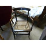 Wicker seated Georgian armchair A/F