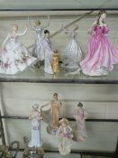 A quantity of figures inc Doulton - two shelves