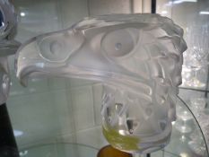 A Lalique car mascot "Tete D'Aigle", clear and frosted glass, signed Lalique, France