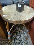 Brass topped bamboo occasional table "Elite cane furniture"