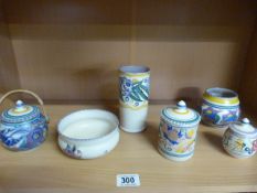 6 pieces of Poole pottery including carter, Stabler, Adams Ltd (3 pieces A/F)