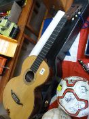 A parlour classical inlaid guitar in case