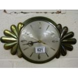 A Metamec brass Art Deco wall clock