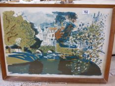 An Edwin LaDell coloured screen print of St Johns- a Dutch canal scene, signed and numbered 25/50