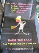 A vintage poster for "all nurses deserve fair pay" designed by Haro