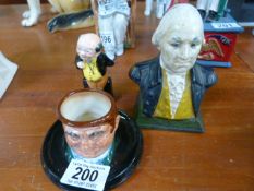 A Royal Doulton miniature figure of Pickwick and a match holder