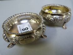 A pair of hallmarked silver salts Sheffield 1878 - weight 128.4