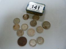 Small quantity of silver coins etc