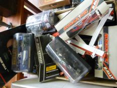 A quantity of scalextric car and track pieces