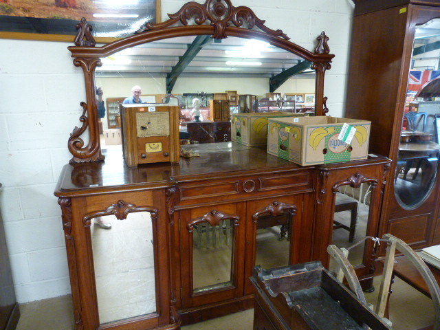 A large Victorian breakfront chiffonier with mirrored back - Image 3 of 5