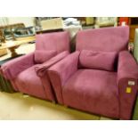 Pair of purple soft upholstered tub chairs