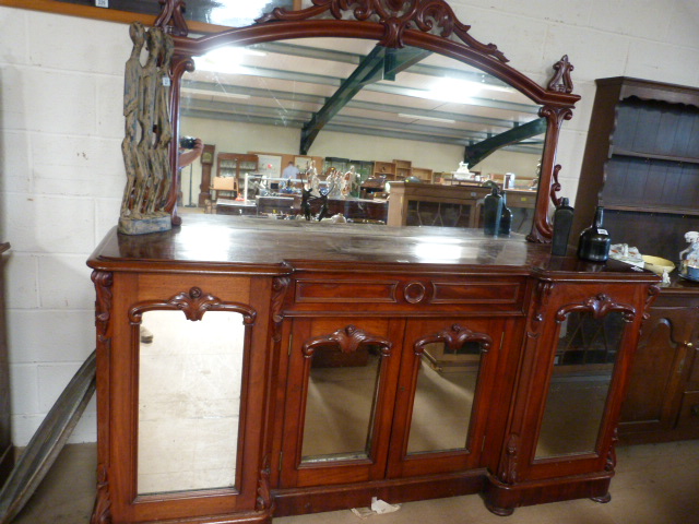A large Victorian breakfront chiffonier with mirrored back - Image 5 of 5