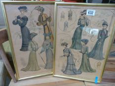 A pair of French fashion prints