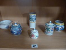 6 pieces of Poole pottery including carter, Stabler, Adams Ltd (3 pieces A/F)