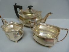A hallmarked silver tea set, Chester 1924, total weight 1049g