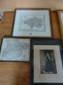 Two maps by john Cary and a print of Queen Victoria