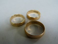 3 x 9ct gold wedding bands- total weight 9.5g