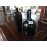 An early mallet shaped bottle and one other