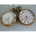 An Elgin gold plated pocket watch and one other