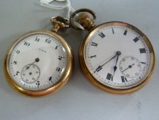 An Elgin gold plated pocket watch and one other