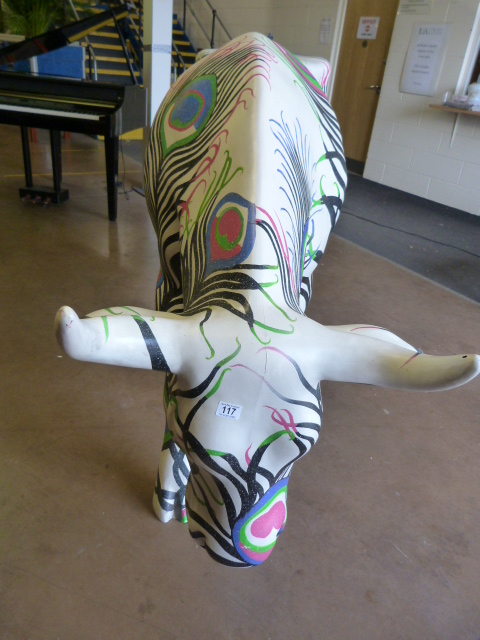 A life size fibreglass model of a cow, painted by Matthew Williamson- this cow was part of the Cow - Image 2 of 4