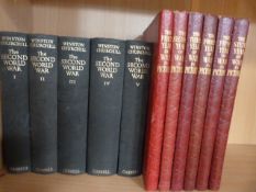 A set of six churchill books and a set six others